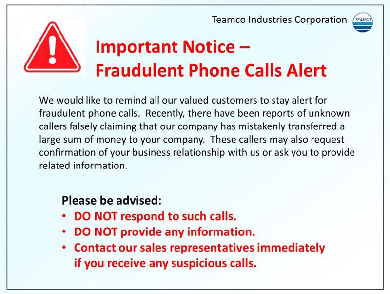 Fraudulent Phone Calls Alert!